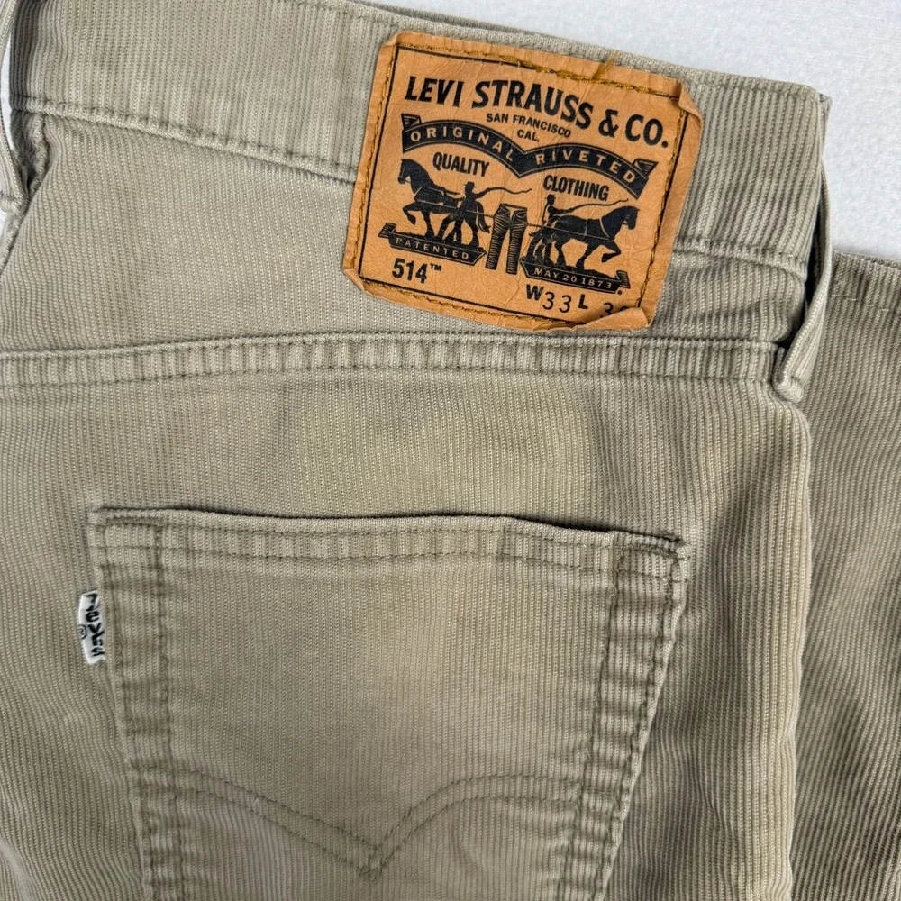 Levi's 514 Corduroy Pants Mens 33x30 Tan Straight Leg 00514-0508